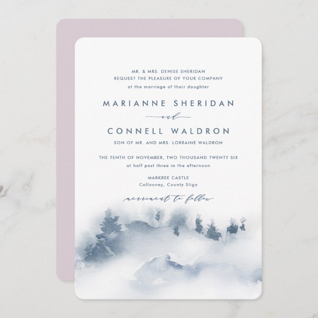 Misty Mountains I Formal Wedding Invitation (Front/Back)