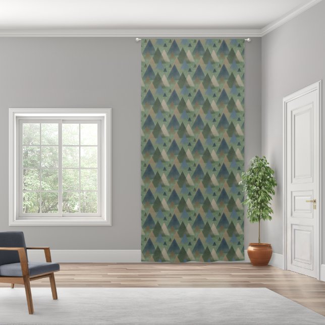 Misty Mountains in Slate Blue, Pine Green Blackout Curtains (Wide)