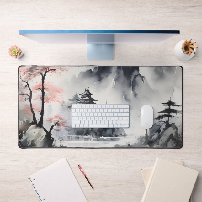 Misty Mountains Ink Painting Desk Mat (Office 1)