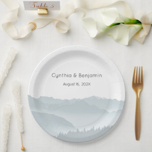 Misty Mountains Range Wedding Personalized  Paper Plates