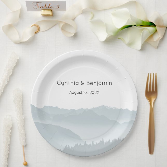 Misty Mountains Range Wedding Personalized  Paper Plates (Wedding)
