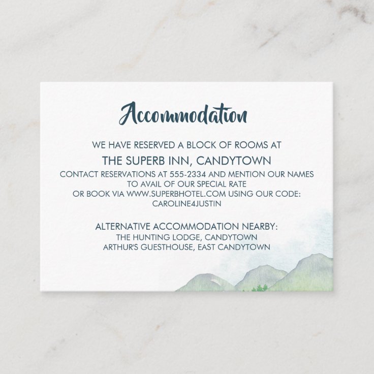 Misty Mountains Wedding Enclosure Card Zazzle