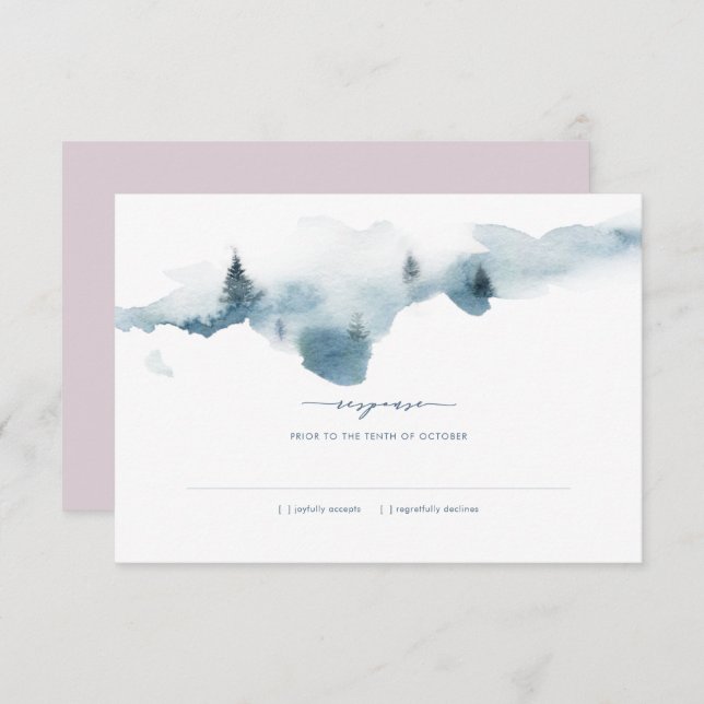 Misty Mountains Wedding RSVP Response Invitation (Front/Back)