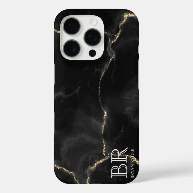 Misty Night Gold Glitter Marble Customizable Case-Mate iPhone Case (Back)