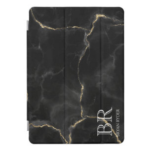Misty Night Gold Glitter Marble Customizable iPad Pro Cover