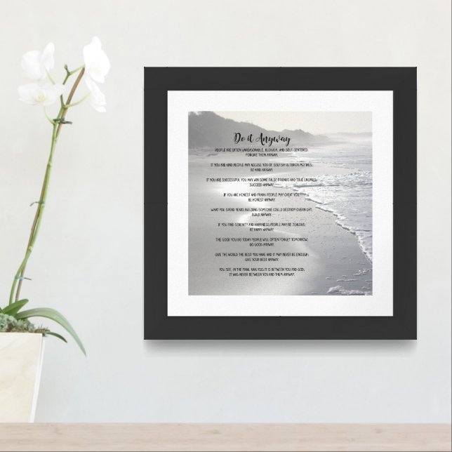 Misty Ocean Beach Do It Anyway Framed or Unframed Framed Art (Entryway)