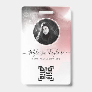 Misty Ombre Pink and Purple Script Photo Badge