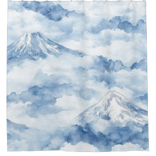 Misty Peaks – Watercolor Mountain Landscape (10) Shower Curtain