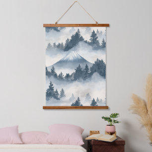 Misty Peaks – Watercolor Mountain Landscape (2) Hanging Tapestry