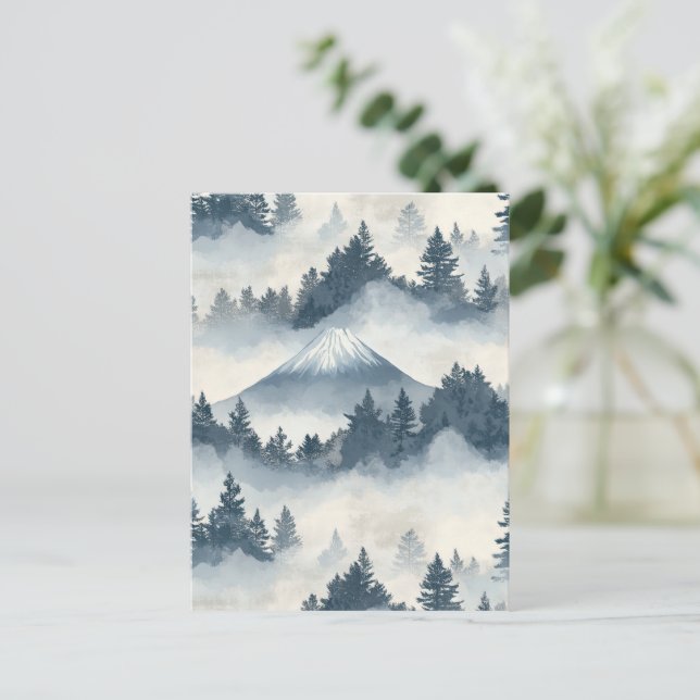 Misty Peaks – Watercolor Mountain Landscape (2) Postcard (Standing Front)