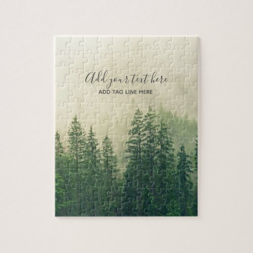 Misty Pine Forest Trees Custom Keepsake Jigsaw Puzzle