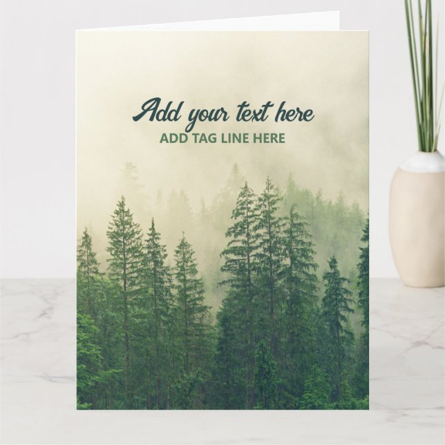 Misty Pine Forest Trees Custom Keepsake Letterpress Thank You Card (Front)