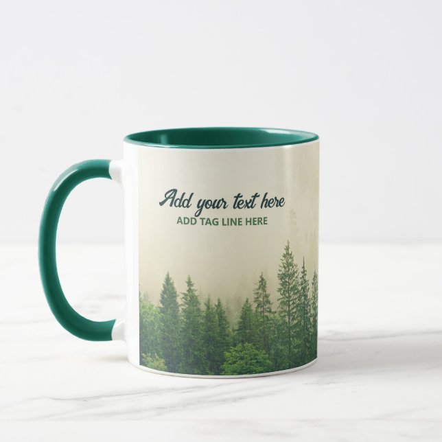 Misty Pine Forest Trees Custom Keepsake Mug (Left)