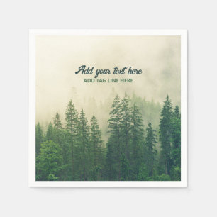 Misty Pine Forest Trees Custom Keepsake Napkins