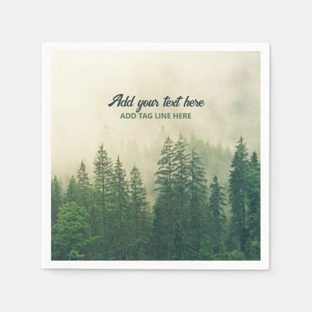 Misty Pine Forest Trees Custom Keepsake Napkins (Front)