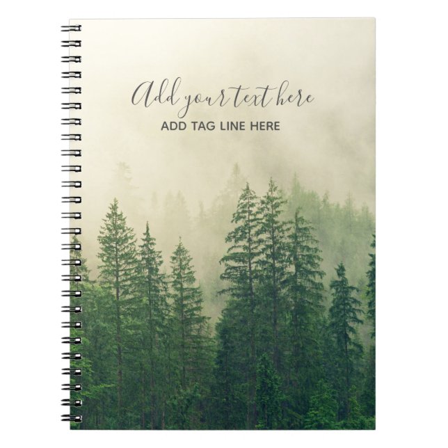Misty Pine Forest Trees Custom Keepsake Notebook (Front)