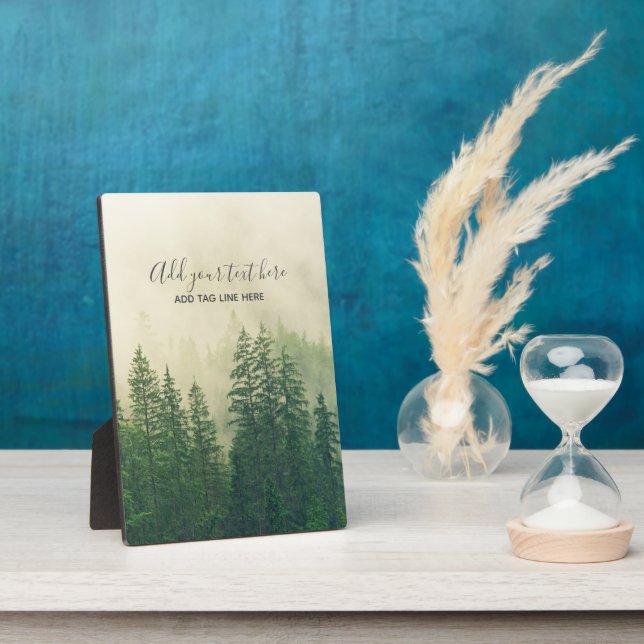 Misty Pine Forest Trees Custom Keepsake Plaque (Side)