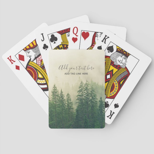 Misty Pine Forest Trees Custom Keepsake Poker Cards (Back)