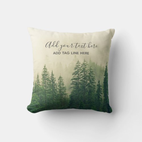 Misty Pine Forest Trees Custom Keepsake Throw Pillow