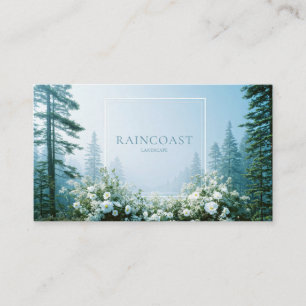 Misty Pine Forest White Wildflower Clean Frame Business Card