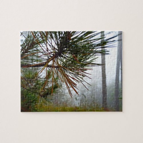 Misty Pine Needles Custom Jigsaw Puzzle