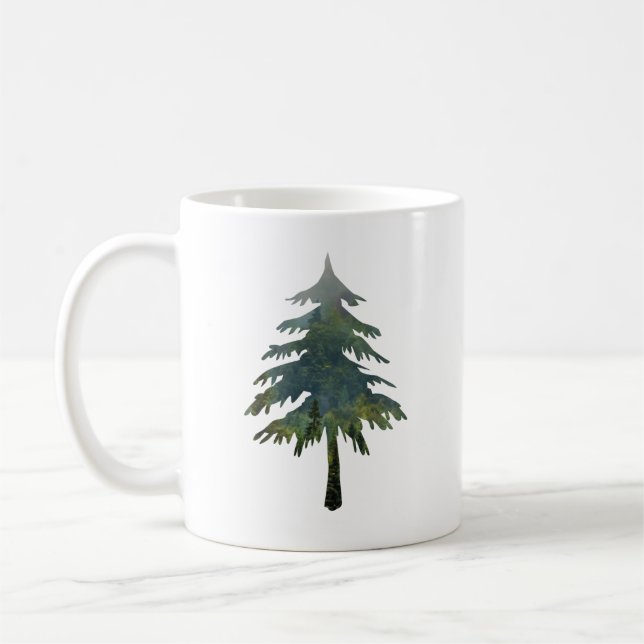 Misty pine trees Into the wild forest Coffee Mug (Left)