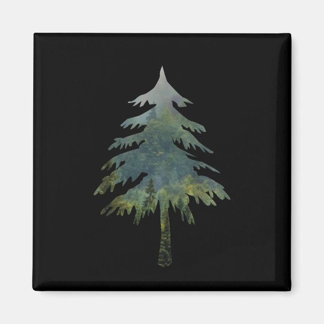 Misty pine trees Into the wild forest Magnet (Front)