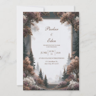 Misty Pine Woodland Wedding Invitation