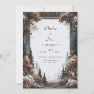 Misty Pine Woodland Wedding Invitation