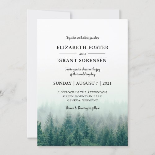 Misty Pines Modern Wedding Invitation