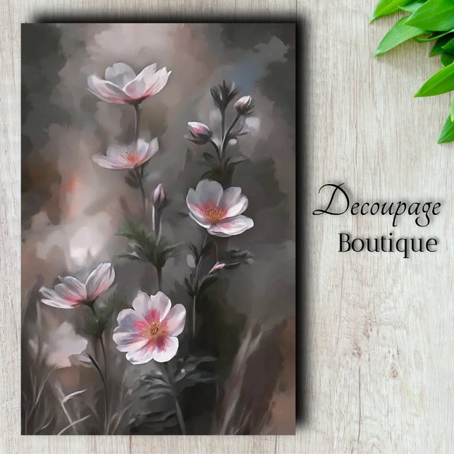 Misty Pink Cosmos Flowers Decoupage Tissue Paper (Misty Pink Cosmos Flowers Decoupage Tissue Paper)