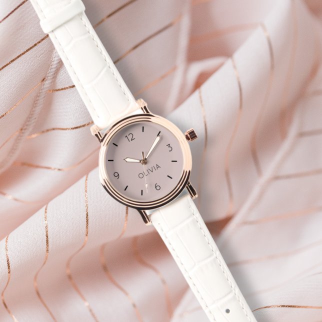Misty Pink Solid Color Custom Name Watch (Click "Personalize this Template" to easily change or remove the featured sample name. )