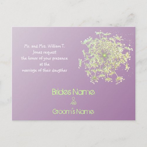 Misty Plum Queen Annes Lace Weddding Invitation