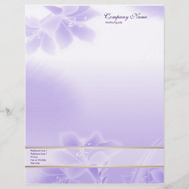 Misty Purple Floral Letterhead (Front)