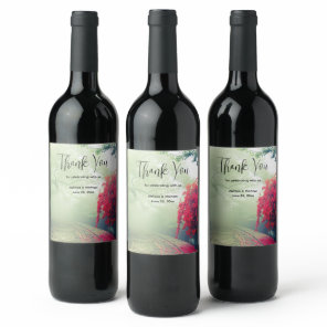 Misty Railroad Tracks Photo -  Event Thank You Wine Label