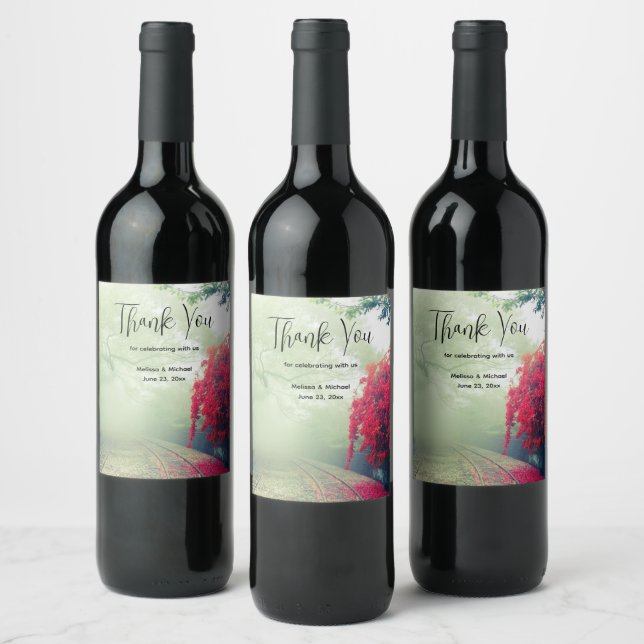  Misty Railroad Tracks Photo -  Event Thank You Wine Label (Bottles)