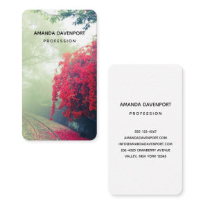 Misty Railroad Tracks Scenic Photo Business Card