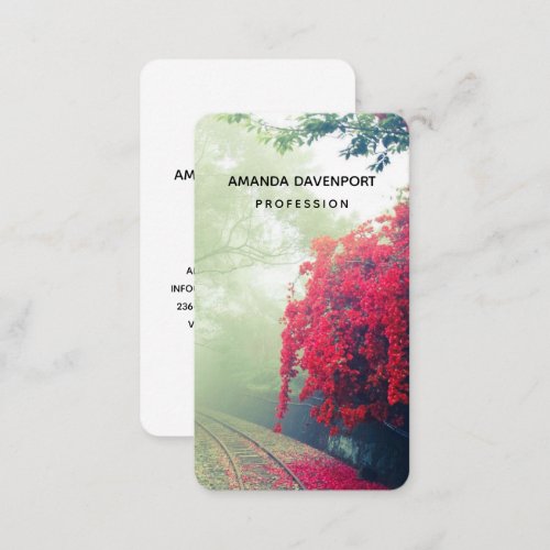 Misty Railroad Tracks Scenic Photo Business Card