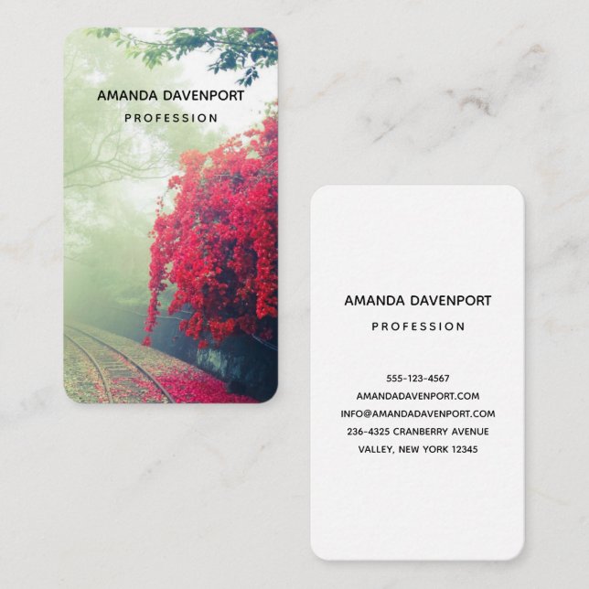 Misty Railroad Tracks Scenic Photo Business Card (Front/Back)