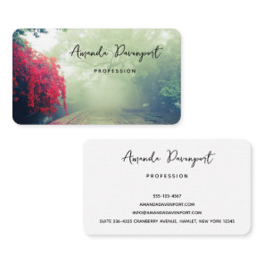 Misty Railroad Tracks Scenic Photo Business Card