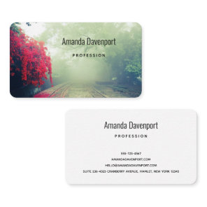 Misty Railroad Tracks Scenic Photo Business Card