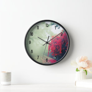 Misty Railroad Tracks Scenic Photo Clock