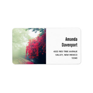 Misty Railroad Tracks Scenic Photo Label