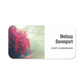 Misty Railroad Tracks Scenic Photo Name Tag