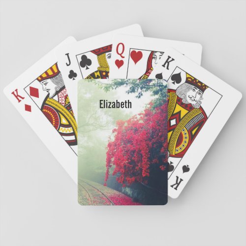 Misty Railroad Tracks Scenic Photo Playing Cards