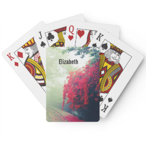 Misty Railroad Tracks Scenic Photo Poker Cards