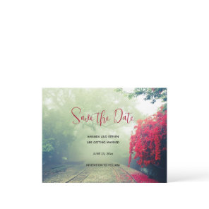 Misty Railroad Tracks Scenic Photo Save the Date Invitation Postcard