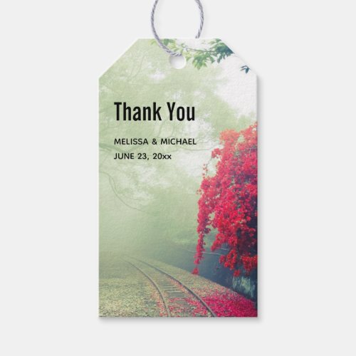  Misty Railroad Tracks Scenic Photo Thank You Gift Tags