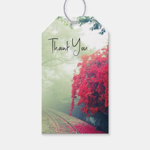 Misty Railroad Tracks Scenic Photo Thank You Gift Tags