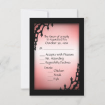 Misty Red Gothic RSVP with Menu Choice